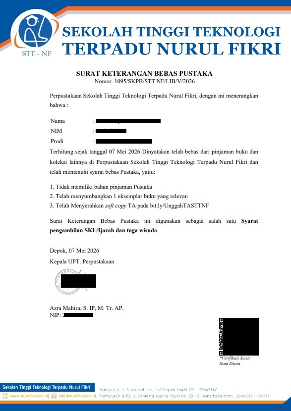 Contoh Bukti Bebas Pustaka